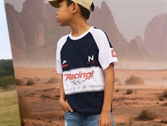 Name It t-shirt navy blazer with motorsport print  